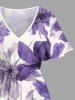 Robe midi hawaïenne fendue à imprimé aquarelle floral - Pourpre  2X