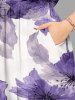 Robe midi hawaïenne fendue à imprimé aquarelle floral - Pourpre  2X