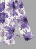 Robe midi hawaïenne fendue à imprimé aquarelle fleurs - Pourpre  3X