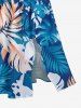 Robe midi hawaïenne fendue imprimé feuilles tropicales et fleurs - Bleu 2X