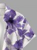 Flowers Watercolor Print Buttons Pocket Hawaii Shirt For Men -  