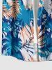 Tropical Leaf Flowers Print Buttons Pocket Hawaii Shirt For Men -  