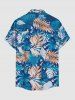 Tropical Leaf Flowers Print Buttons Pocket Hawaii Shirt For Men -  