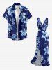 Flower Print Matching Hawaii Beach Outfit For Couples -  