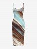 Robe ajustée imprimée à motif marbré texturé - marron foncé 3X