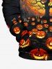 Sweat-Shirt à Capuche à Imprimé Citrouille D'Halloween et Arbre avec Cordon de Serrage Grande-Taille pour Hommes - Noir 7XL