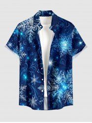 Chemise homme à imprimé flocons de neige et galaxie de Noël avec boutons et poche - Cadetblue 4XL