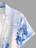 Chemise hawaïenne pour homme à imprimé fleurs et feuilles aquarelle, boutons et poche - Bleu clair L
