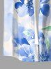 Chemise hawaïenne pour homme à imprimé fleurs et feuilles aquarelle, boutons et poche - Bleu clair L
