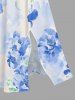 Robe midi hawaïenne fendue à imprimé fleurs et feuilles aquarelle - Bleu clair M
