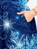 Robe midi fendue à imprimé flocons de neige et galaxie de Noël - Cadetblue 1X