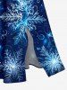 Robe midi fendue à imprimé flocons de neige et galaxie de Noël - Cadetblue 1X