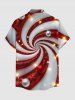 Chemise pour homme avec poche et boutons, imprimé 3D boules de Noël et sucreries à sequins scintillants - Rouge foncé 4XL