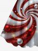 Robe débardeur imprimé 3D à sequins scintillants, motif boules de Noël, tourbillons et bonbons (bretelles ajustables) - Rouge 4X