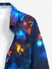 Chemise pour homme à imprimé étoiles de Noël lumineuses, avec boutons et poche - Bleu profond M