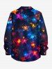 Chemise pour homme à imprimé étoiles de Noël lumineuses, avec boutons et poche - Bleu profond M