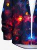 Chemise pour homme à imprimé étoiles de Noël lumineuses, avec boutons et poche - Bleu profond M