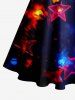 Robe trapèze à manches longues avec ceinture amovible et imprimé étoiles de Noël lumineuses - Noir 3X