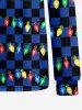 T-shirt à manches longues homme imprimé carreaux tartan et guirlandes lumineuses de Noël - Bleu profond M