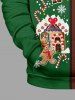 Pull à capuche à manches longues pour homme, imprimé sapin de Noël, flocon de neige, bonhomme de neige, Père Noël et pain d'épices - Vert profond M