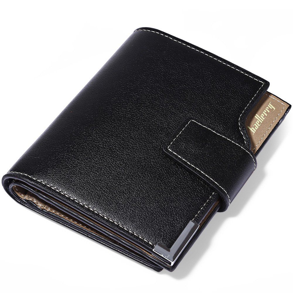 

Baellerry Three-folded Male Vertical Wallet Multifunctional Leather Credit Card Bifold Purse, Black