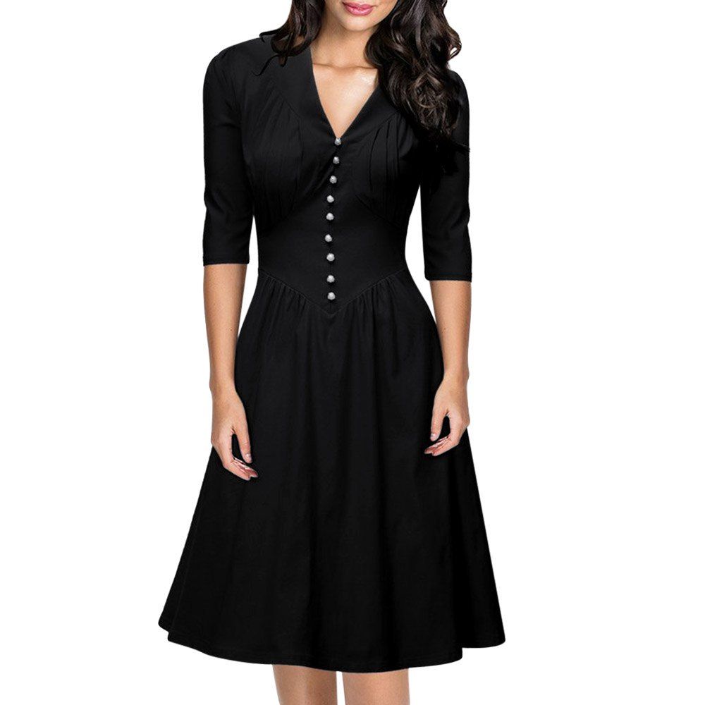 [48 OFF] Elegant VNeck Beaded Sash Waist ALine Women Dress Rosegal