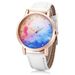 Fashion Female Quartz Watch Leather Band Artificial Diamond Starry Sky Pattern Dial Wristwatch -  