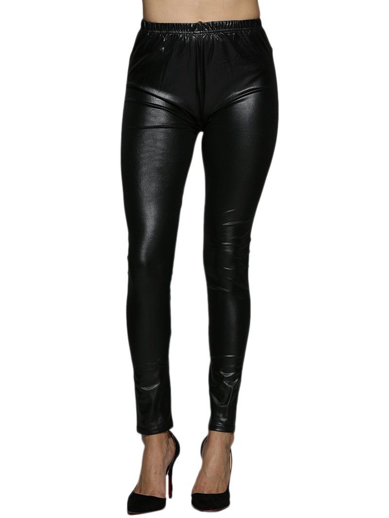 [48% OFF] High Waist Faux Leather Skinny Pants | Rosegal