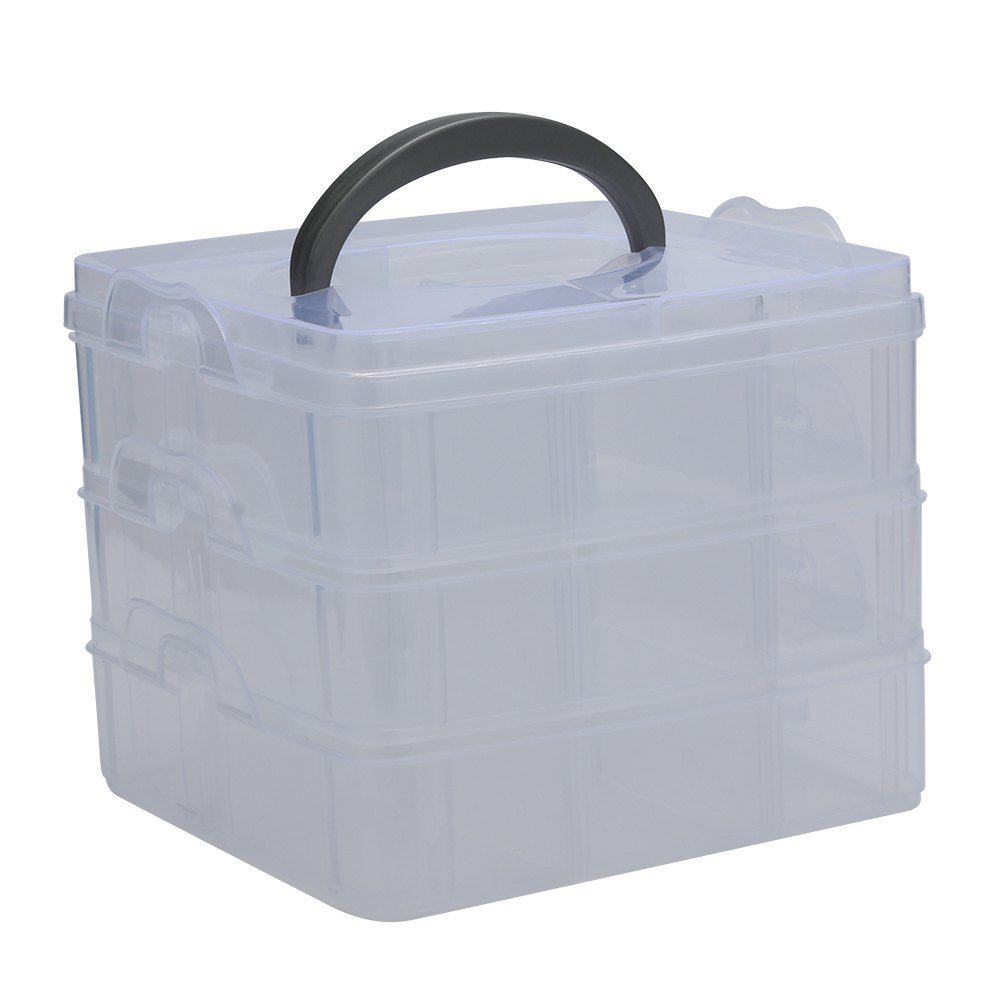 

Creative Three Layers Removable Plastic Jewelry Bead Cosmetics Storage Box, Transparent