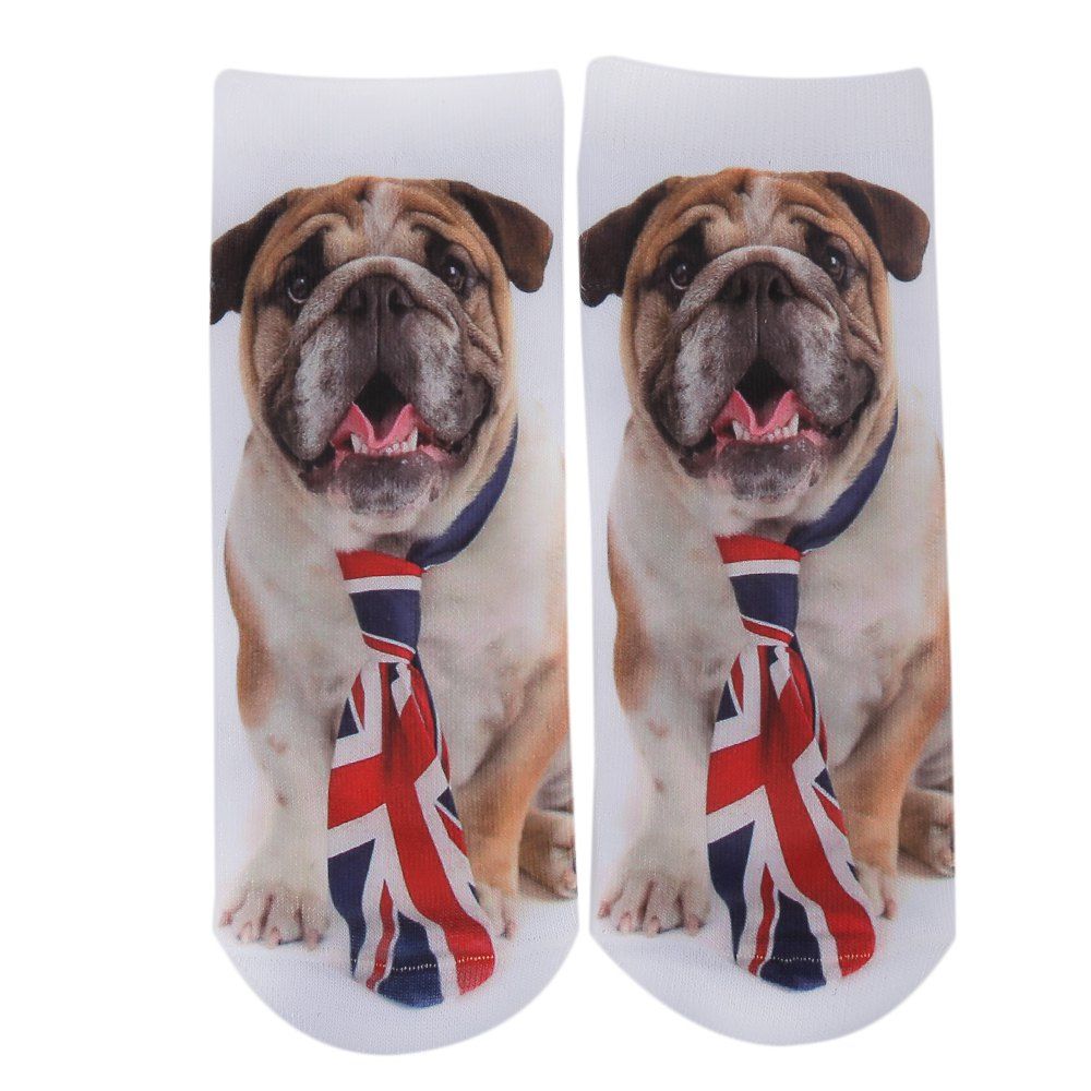 

Fashionable 3D Dog Print Cotton Socks for Unisex, Brown