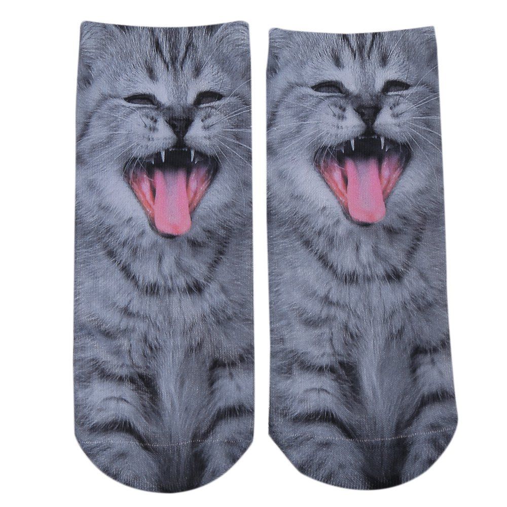 

Fashionable 3D Animal Print Cotton Socks for Unisex, Azure