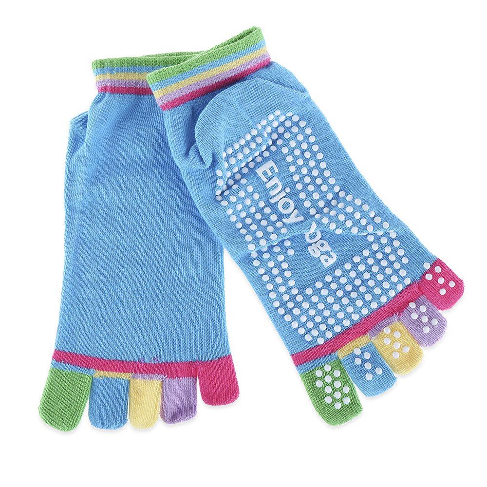 

Yoga Socks Non-slip Skid with Full Toe Grips, Lake blue