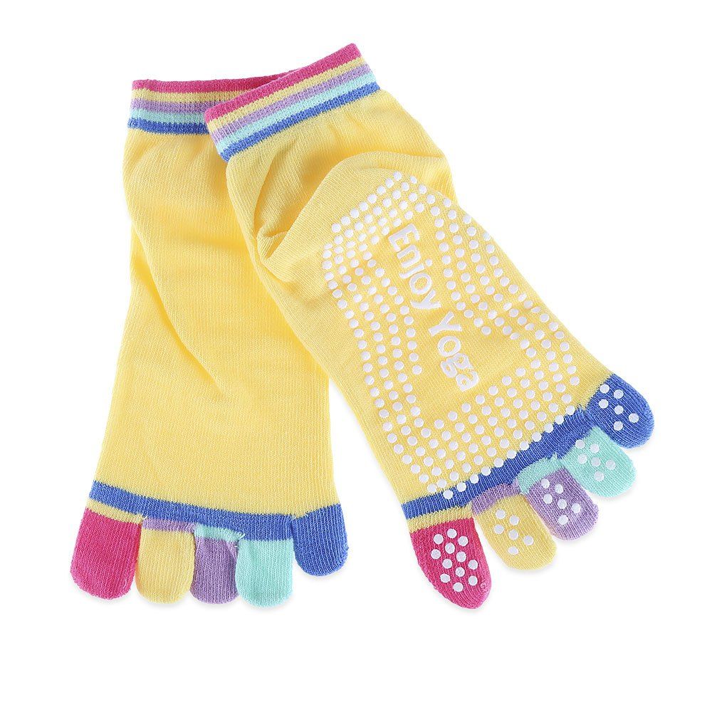 

Yoga Socks Non-slip Skid with Full Toe Grips, Deep yellow