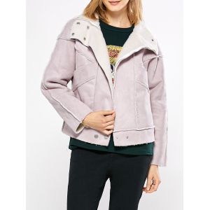 Chic Turn Down Collar Spliced Chunky Women Coat