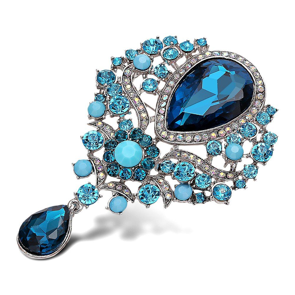 

Water Drop Fake Crystal Rhinestone Brooch, Blue