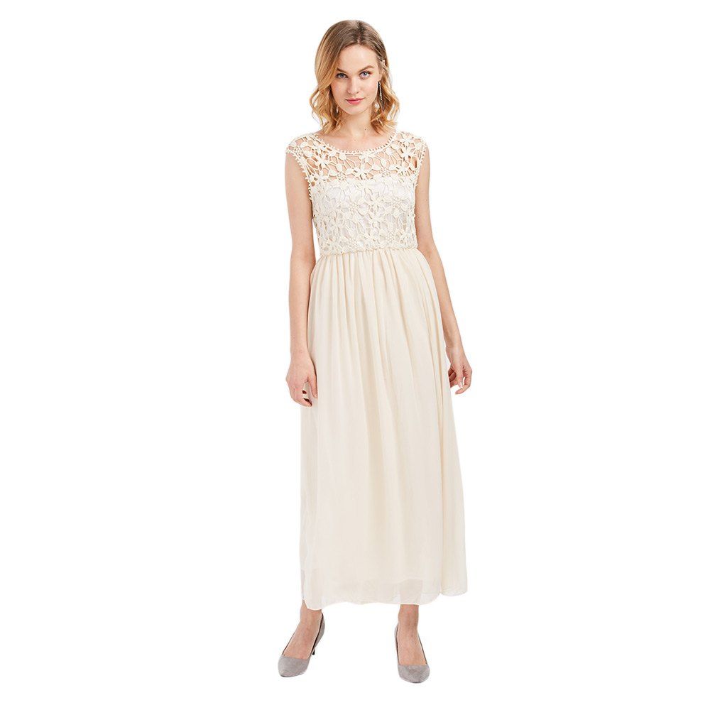 [32 OFF] Elegant Sleeveless Lace Decoration Hollow Backless Chiffon