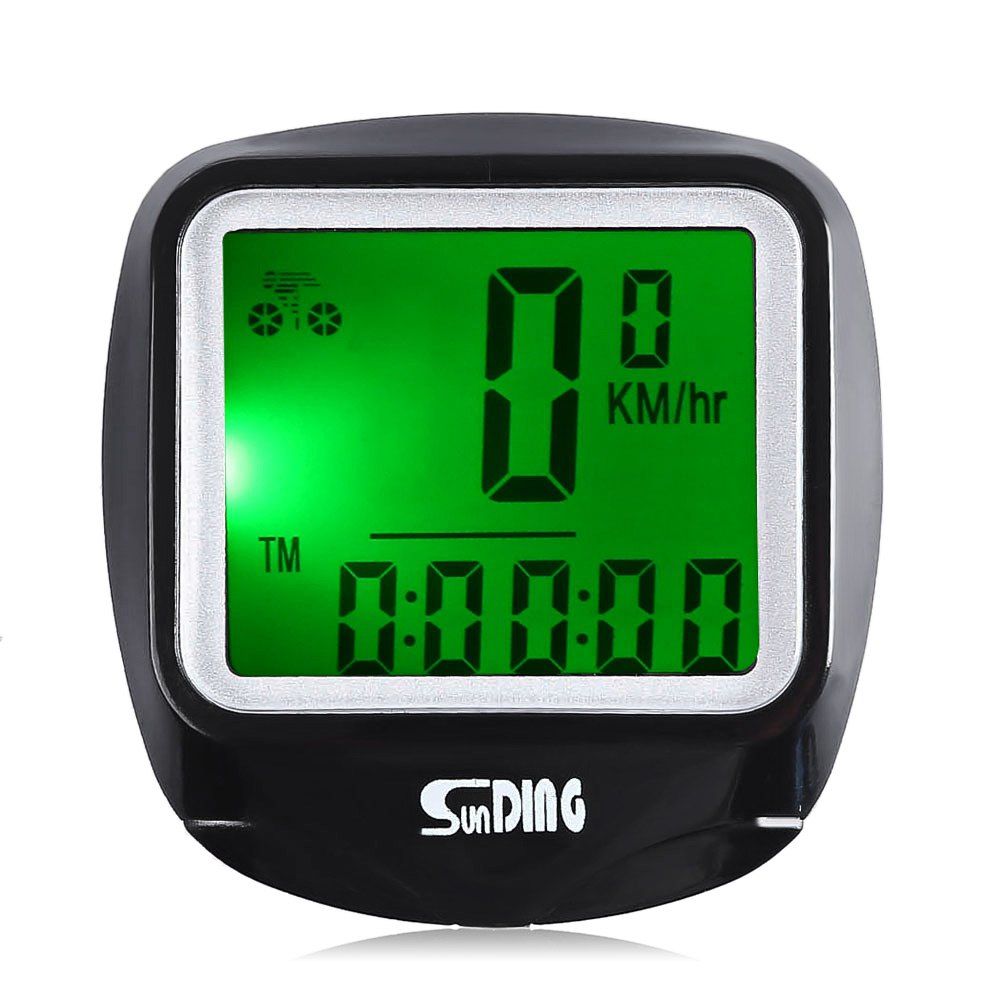 

SunDing SD - 568AE Leisure Wired Bicycle Computer Water Resistant Cycling Odometer Speedometer with LCD Backlight, Black