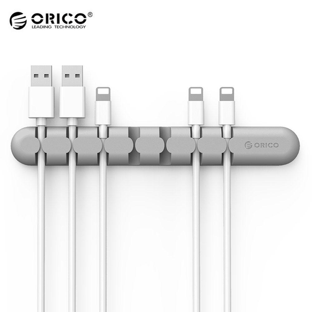 

ORICO CBS7 Desktop Cable Storage Management Silicon Charger Wire Organizer Holder Clip, Gray