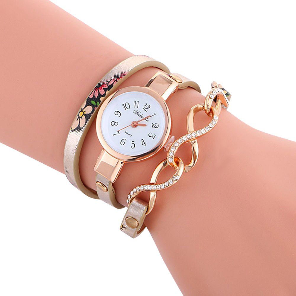 [42 OFF] FULAIDA Chic Female Quartz Watch Rhinestone Leather Band