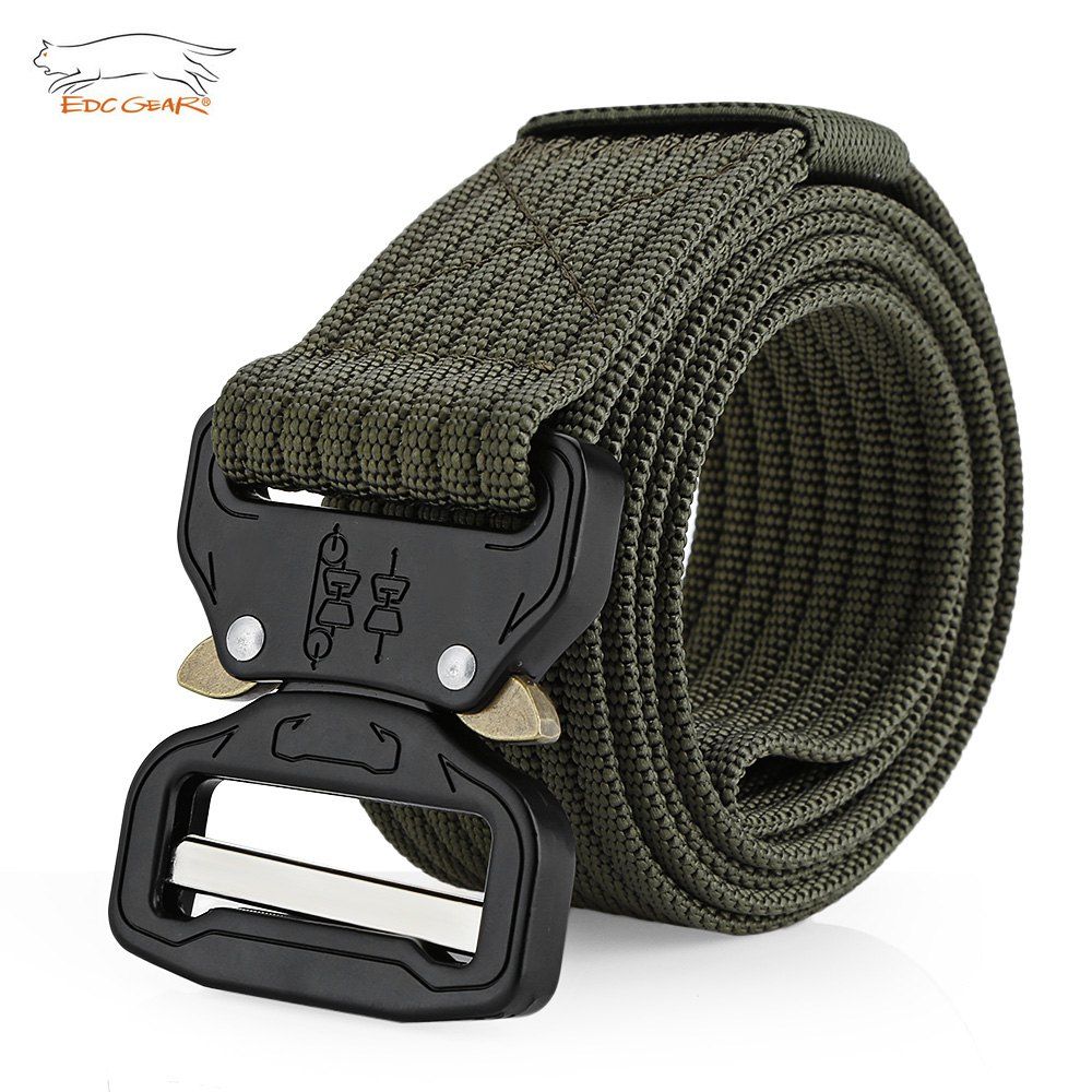 

EDCGEAR Tactical Belt Military Webbing Rigger Web Strap with Quick Release Buckle, Army green