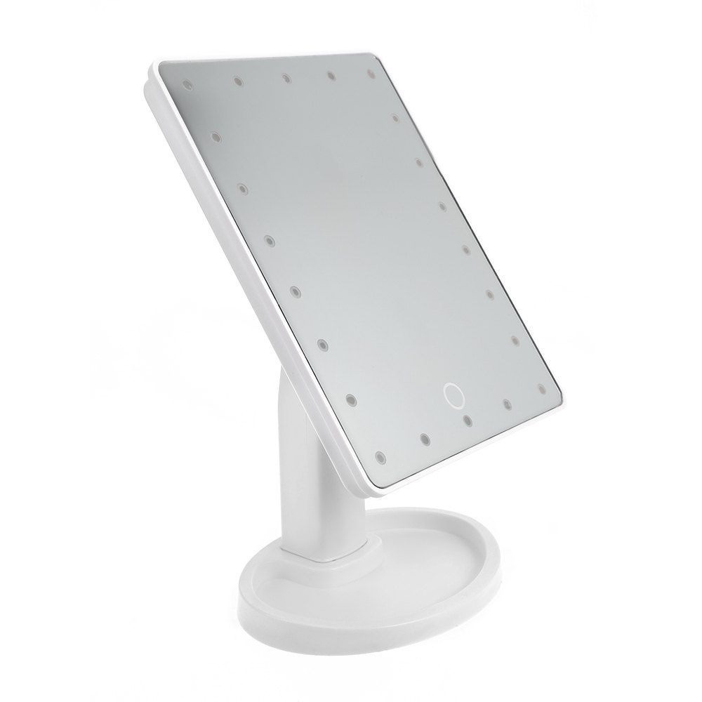 

360 Degree Rotating LED Touch Screen Large Makeup Mirror, White