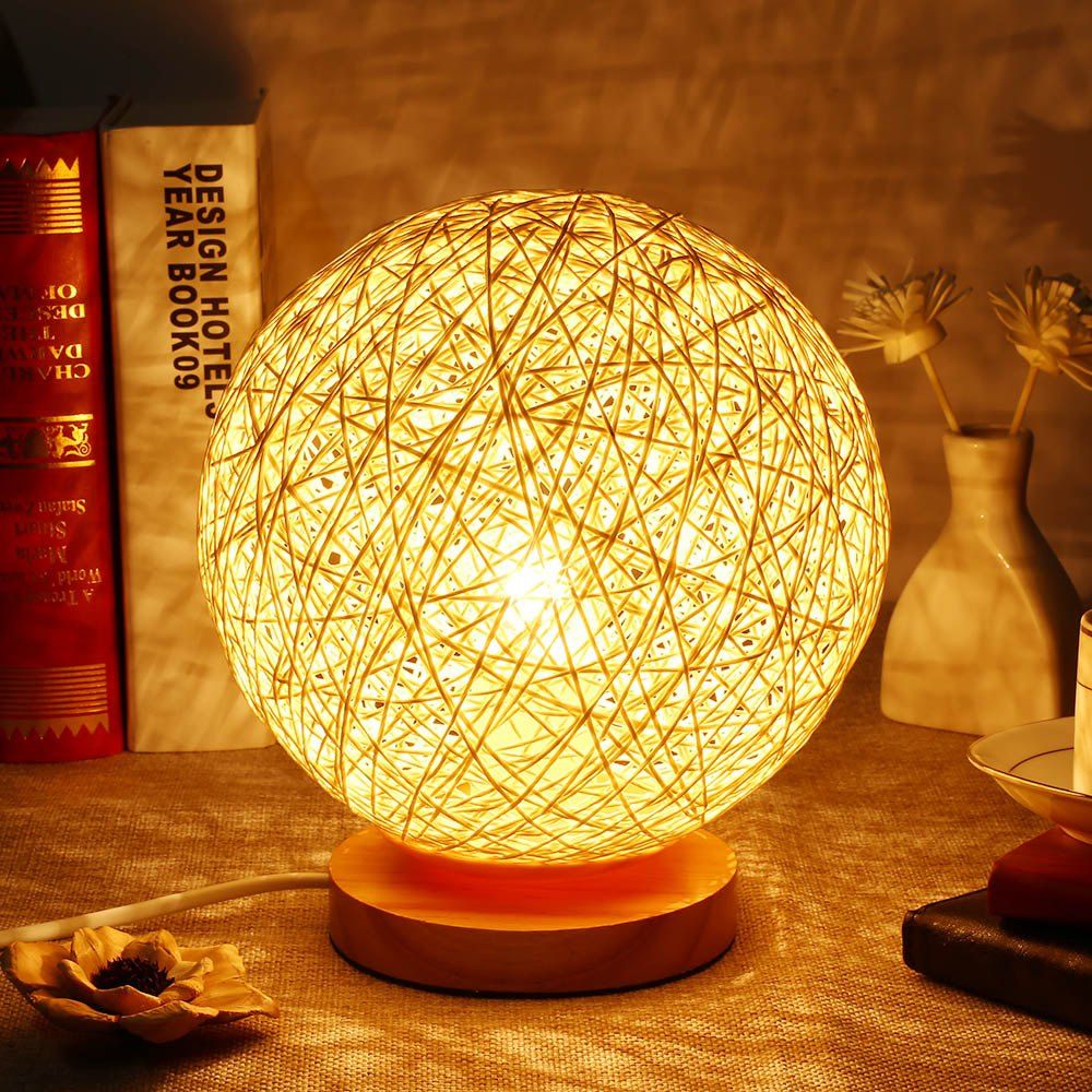 

CF036 Rattan Ball Night Light Table Lamp for Wedding Holiday Christmas Decor, Warm white
