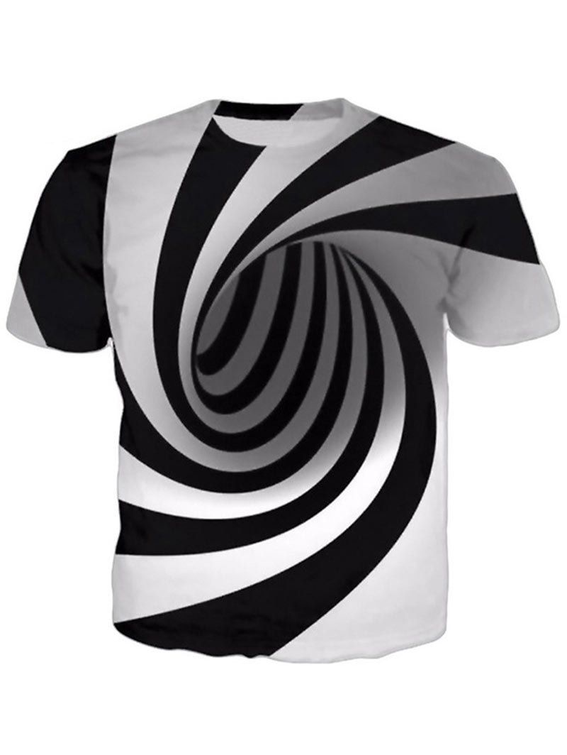 New Men' 3D Swirl Print Short Sleeve T-Shirt, Multi-a