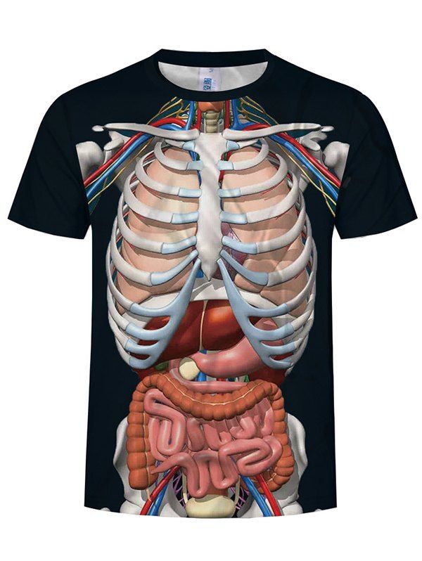 

Summer Fashion Human Skeleton 3D Print Men's Short Sleeve T-shirt, Midnight blue