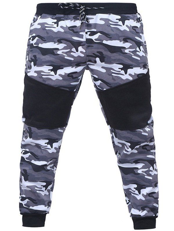 

Camo Stitching Casual Sports Trousers, Gray
