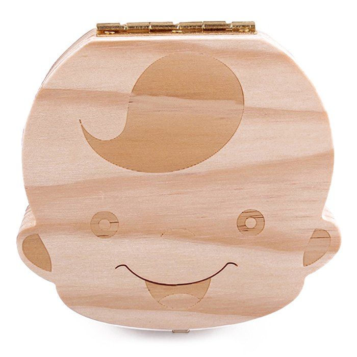 

Baby Girl  Tooth Organizer Wooden Box Save Milk Teeth Storage, Wood