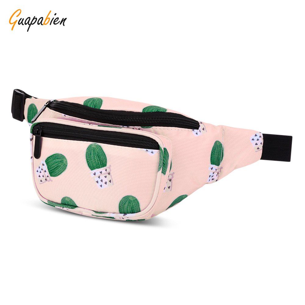 

Guapabien Stylish Print Waist Bag Pouch Adjustable Belt for Women, Pink