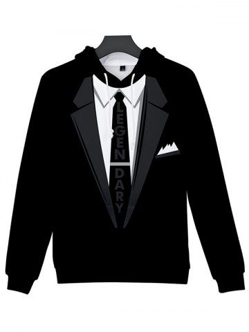 

Fashion 3D Suit Pattern Print Long Sleeve Hoodie, Black