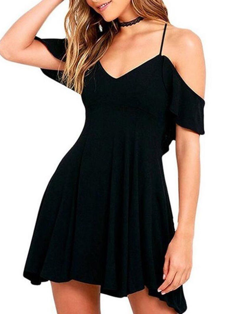 

Woman' Sexy Short Sleeve Dress, Black