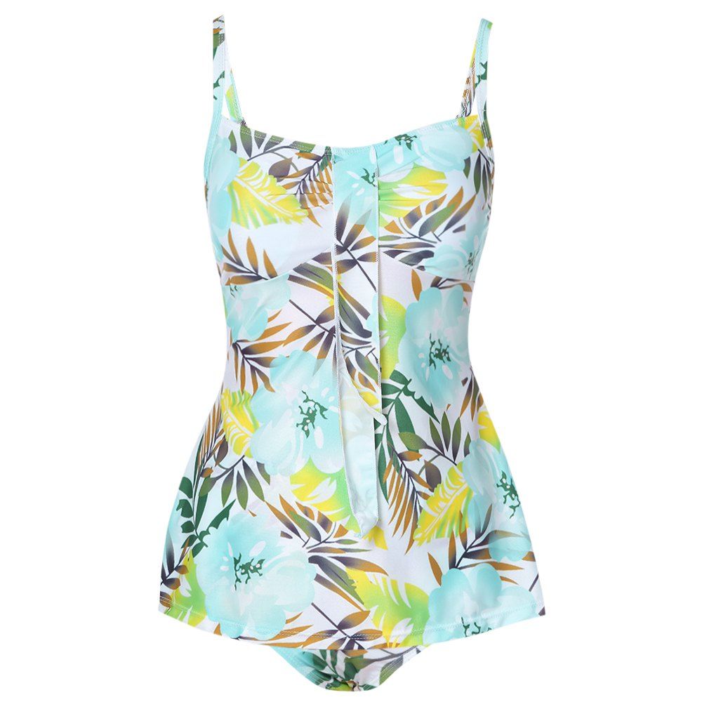 

Women Printed Halter Neck Backless Two-piece Swimwear Suit, Salad green